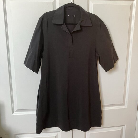 COS Oversized Open Collar Shirt Dress Womens Black Neutral Minimalist - Picture 2 of 13